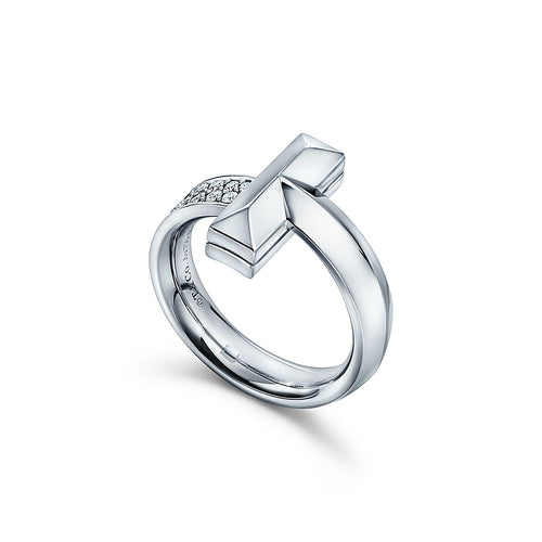 18K Tiffany Narrow Pave Ring