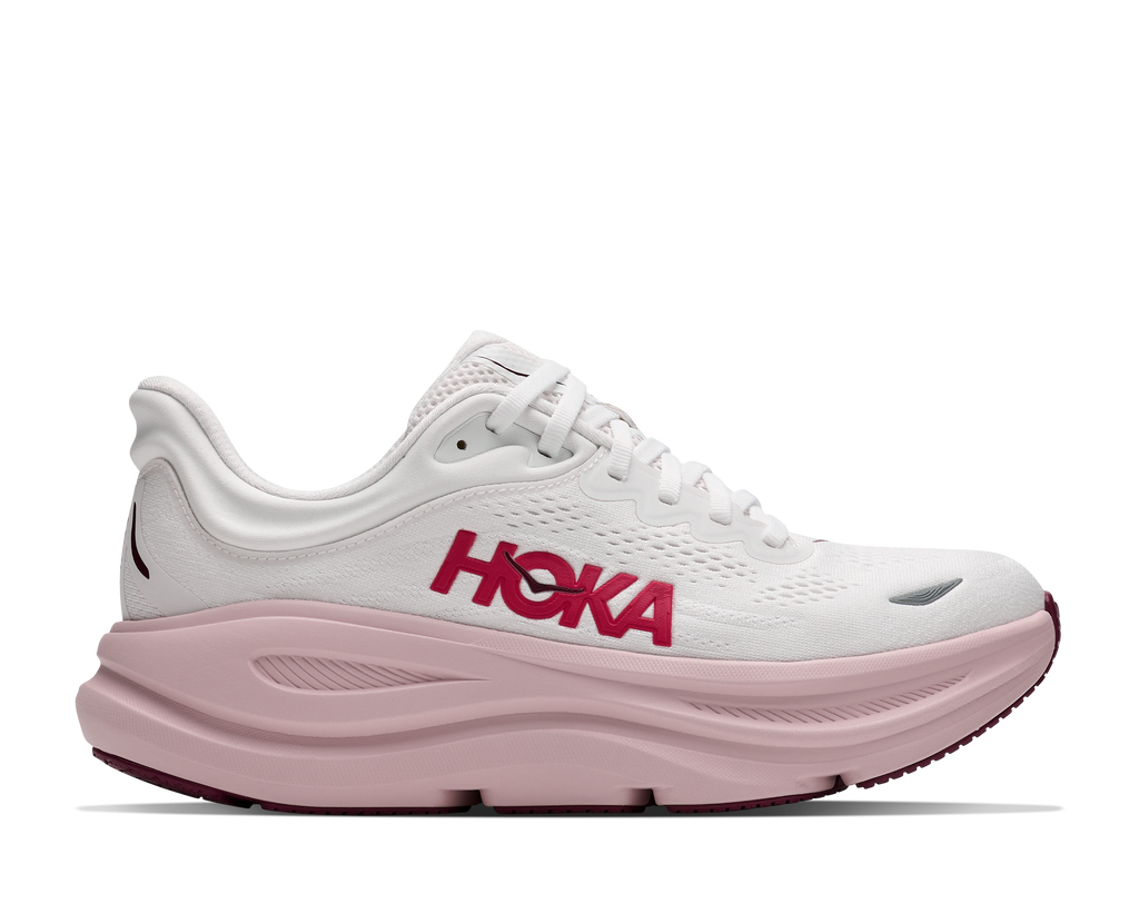 HOKA Women's Bondi 9 - WHITE / PINK OPAL (Extra Wide)