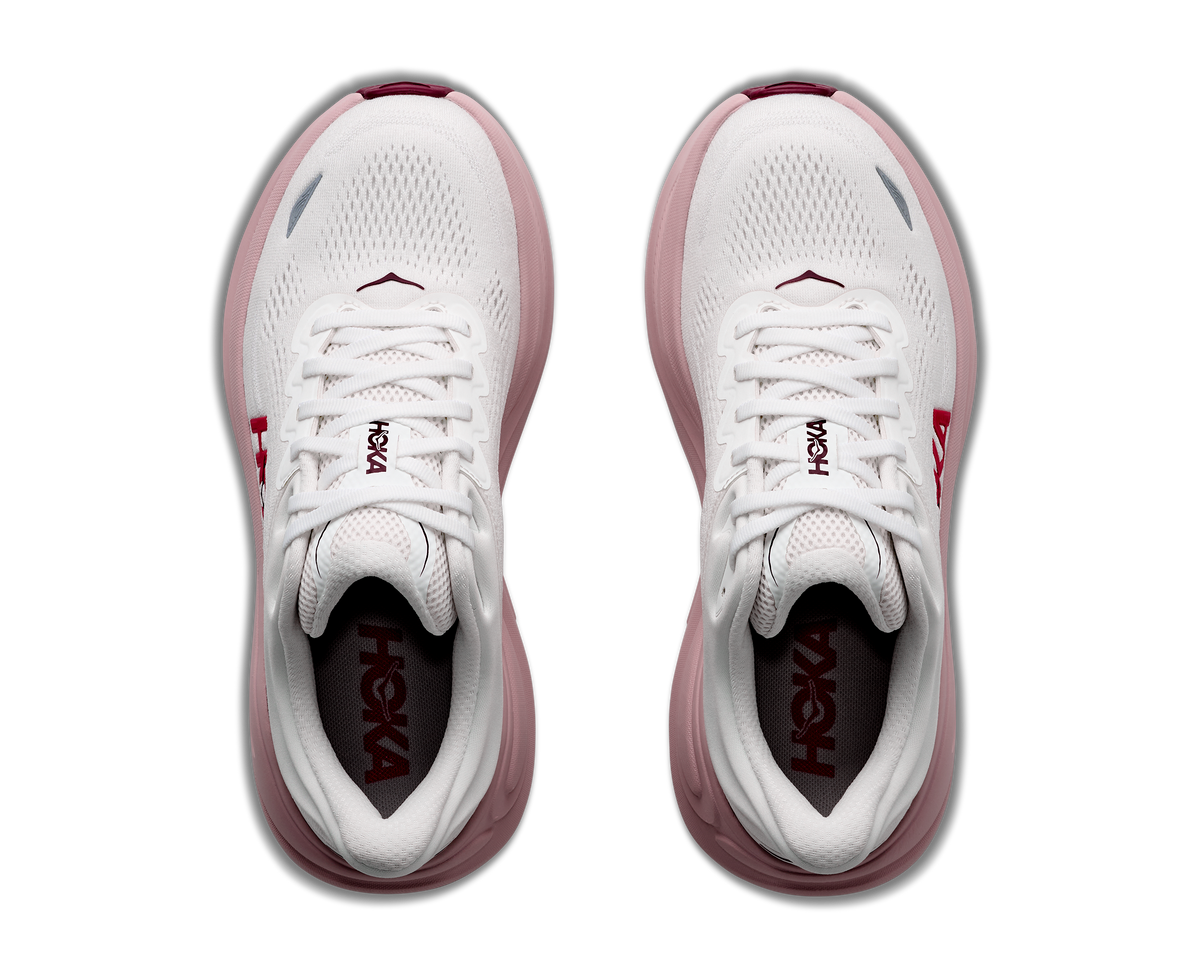 HOKA Women's Bondi 9 - WHITE / PINK OPAL (Extra Wide)