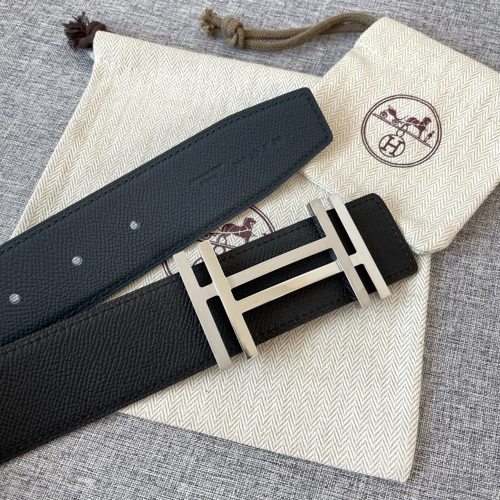 DOUBLE H 38MM BLACK BLUE LEATHER