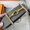 H JUMBO BELT 40MM GOLD BUCKLE DARK BLUE GREY LEATHER