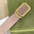 G BELT GOLD SQUARE BUCKLE BLACK LEATHER 3.5CM