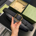 GC BELT G BUCKLE DELICATE PATTERN LEATHER 4.0CM