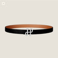 H COR BAROQUE BELT 24MM SILVER BUCKLE & REVERSIBLE BROWN AND BLACK LEATHER