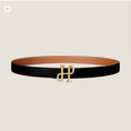 H COR BAROQUE BELT 24MM GOLD BUCKLE & REVERSIBLE BROWN AND BLACK LEATHER