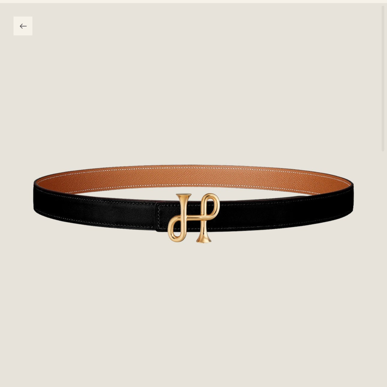 H COR BAROQUE BELT 24MM GOLD BUCKLE & REVERSIBLE BROWN AND BLACK LEATHER
