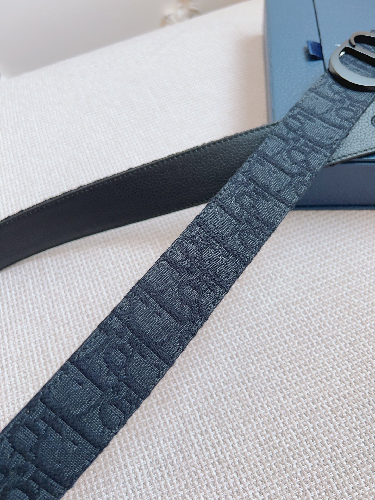 CD Belt 35mm Black Canvas Calfskin Black Buckle