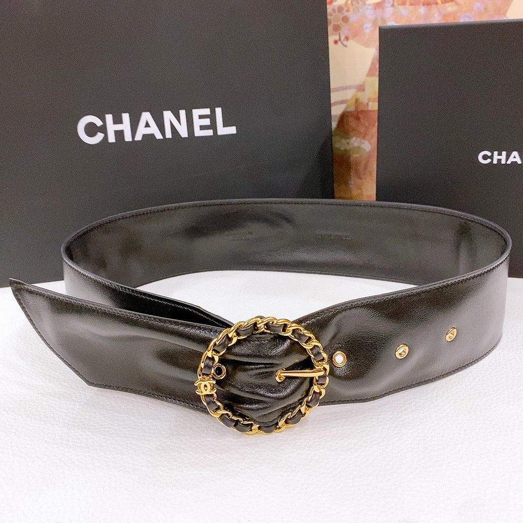 CC Gold Chain Buckle 40mm Brown Gold Lambskin 196575