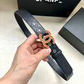 CC Women's Belt 3.0CM Black Cowhide Red Buckle 616961