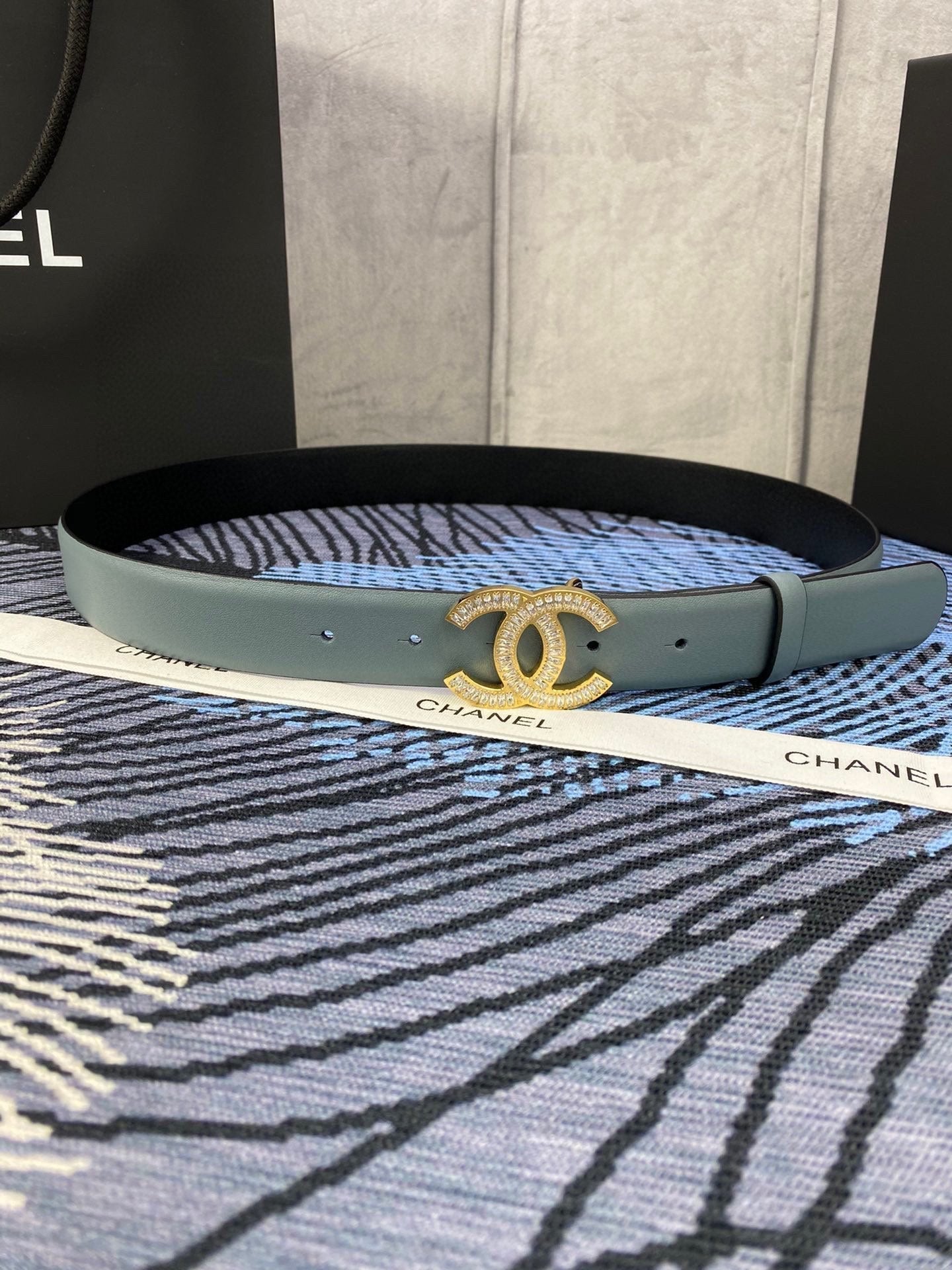 CC Women's Belt 3.0CM Light Blue Cowhide 615102