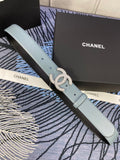 CC Women's Belt 3.0CM Light Blue Cowhide 615102