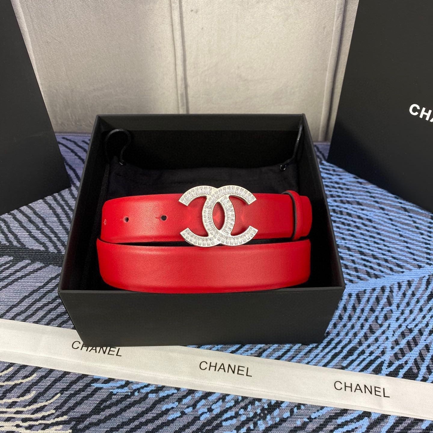 CC Women's Belt 3.0CM Red Cowhide 615099