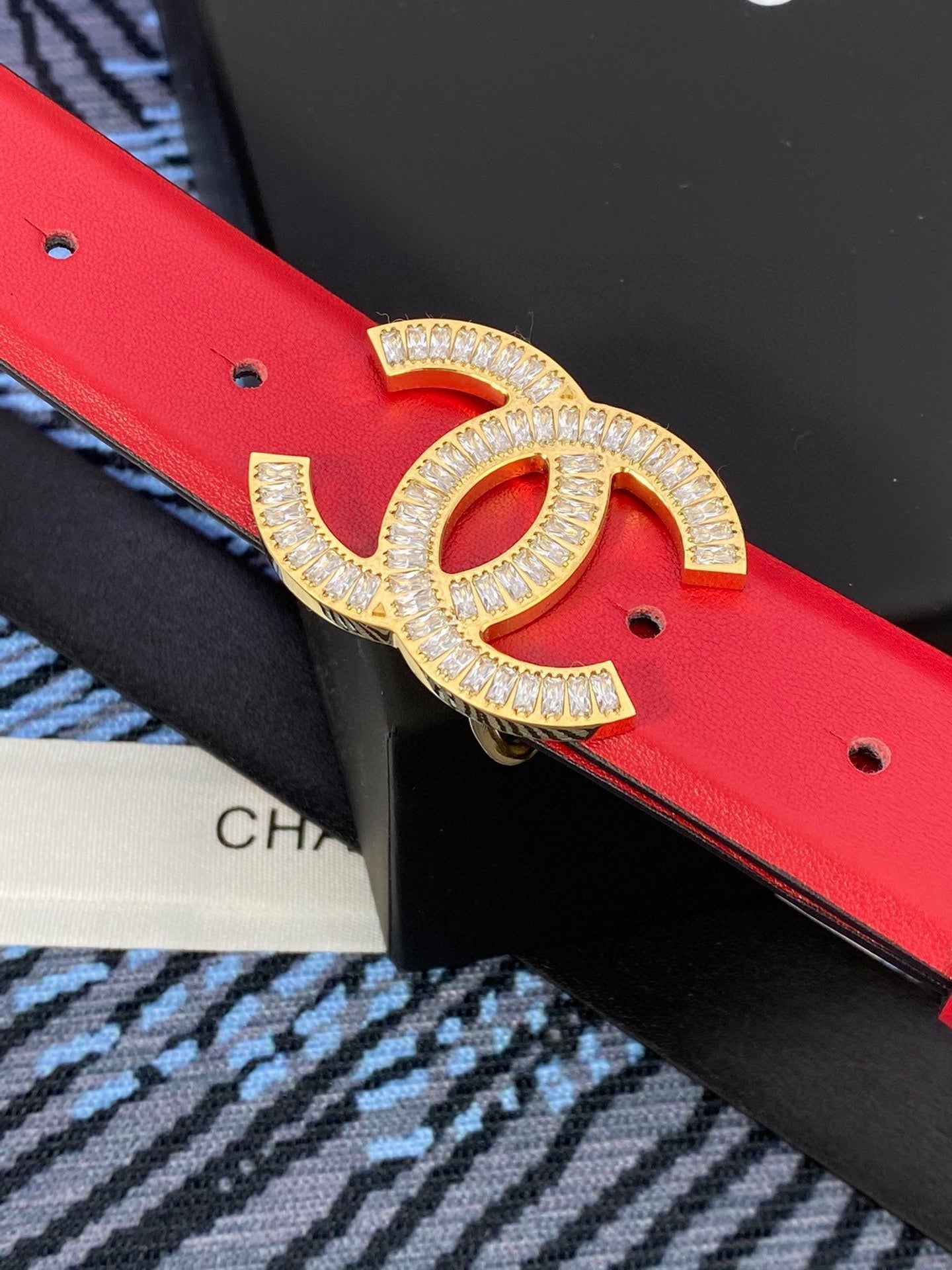 CC Women's Belt 3.0CM Red Cowhide 615099