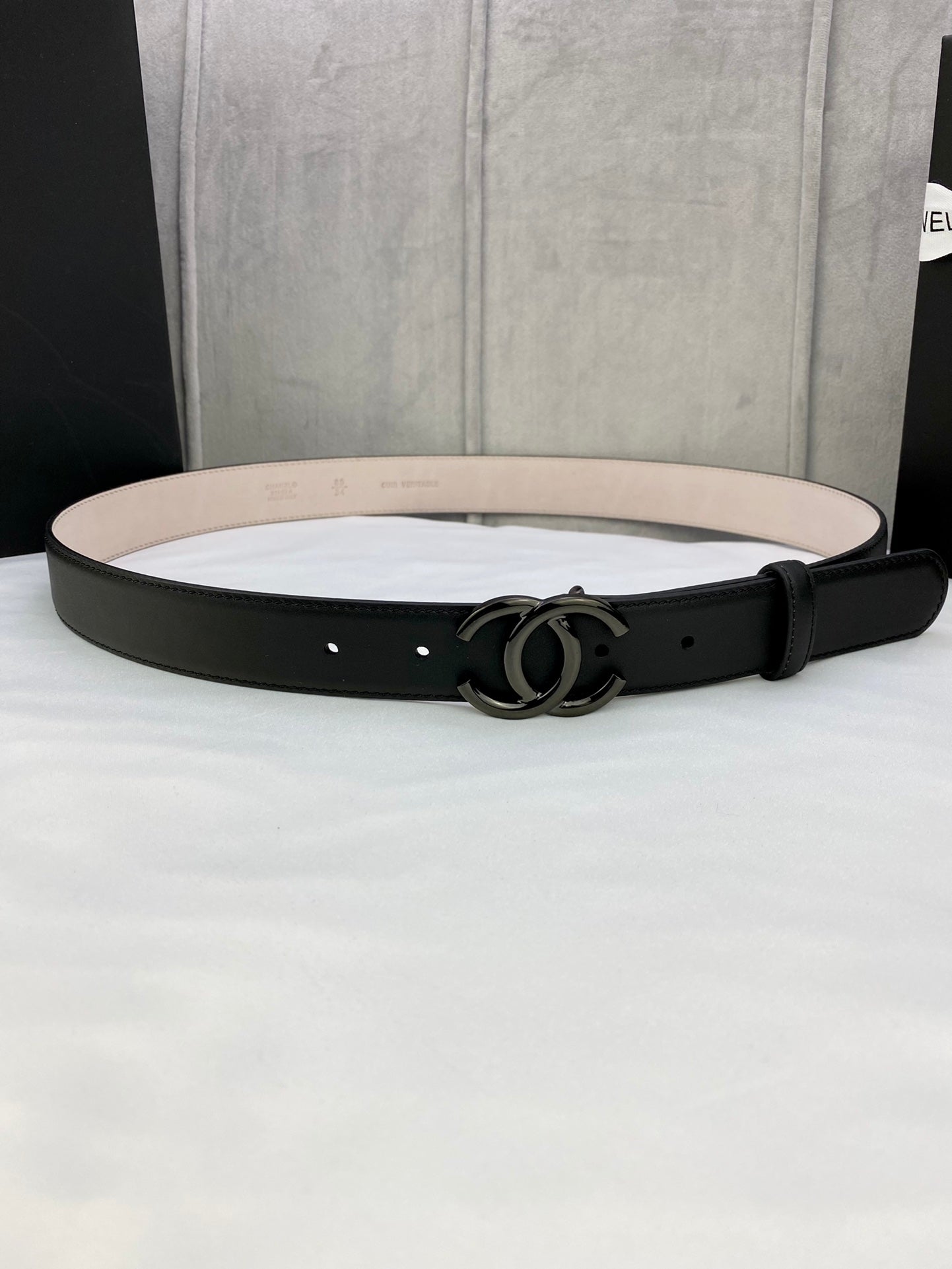 CC Women's Belt 3.0CM Black Cowhide 586503