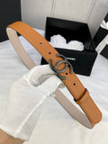 CC Women's Belt 3.0CM Camel Brown Cowhide 586501