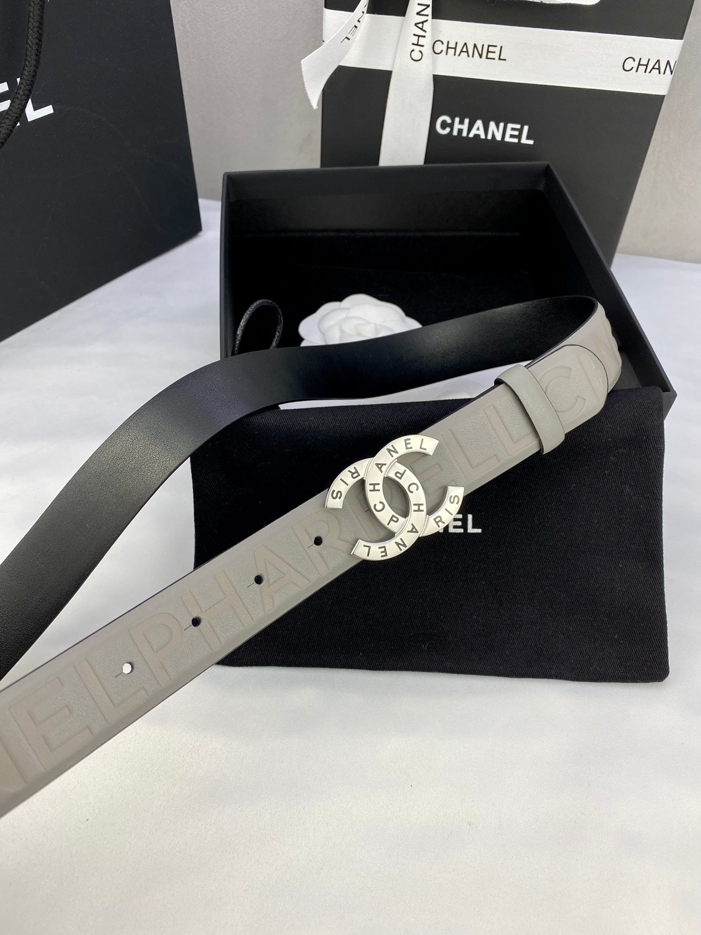 CC Women's Belt 3.0CM Charcoal Grey Cowhide 586500