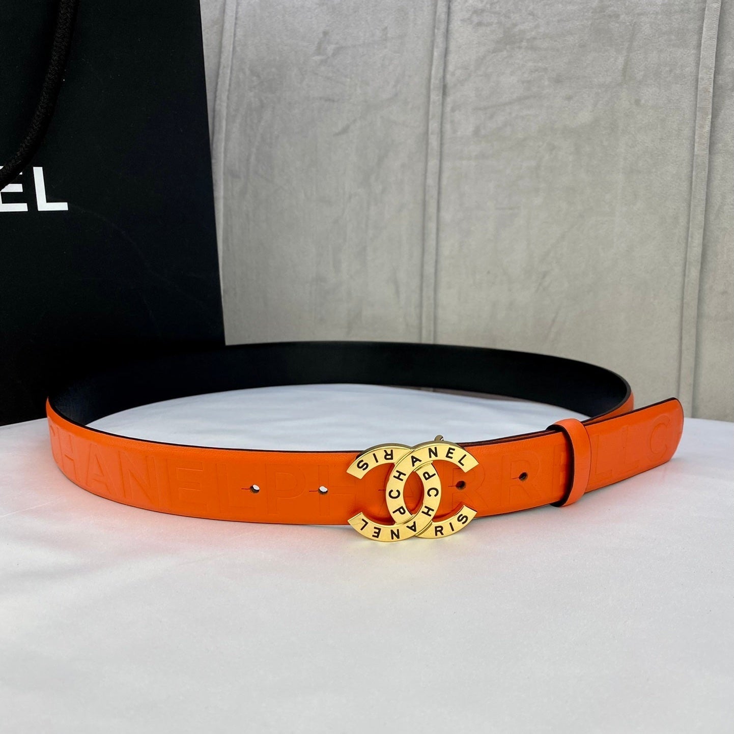 CC Women's Belt 3.0CM Orange Cowhide 586499