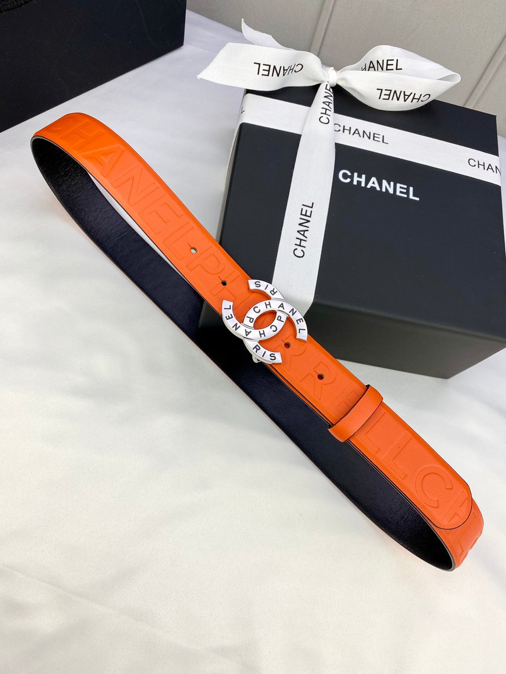CC Women's Belt 3.0CM Orange Cowhide 586499