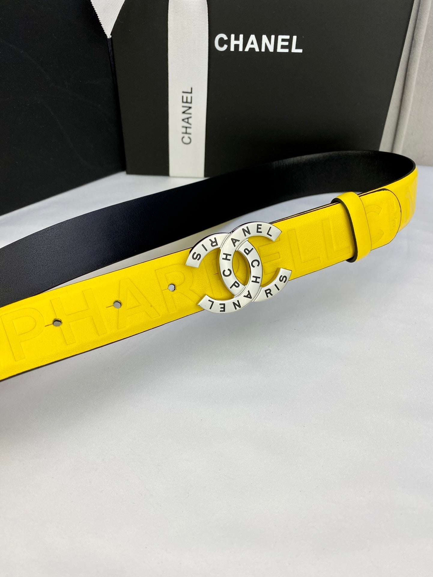 CC Women's Belt 3.0CM Yellow Cowhide 586498