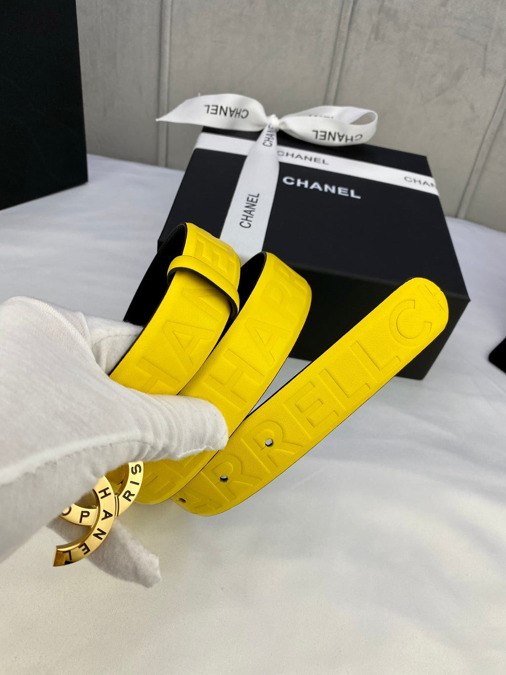 CC Women's Belt 3.0CM Yellow Cowhide 586498