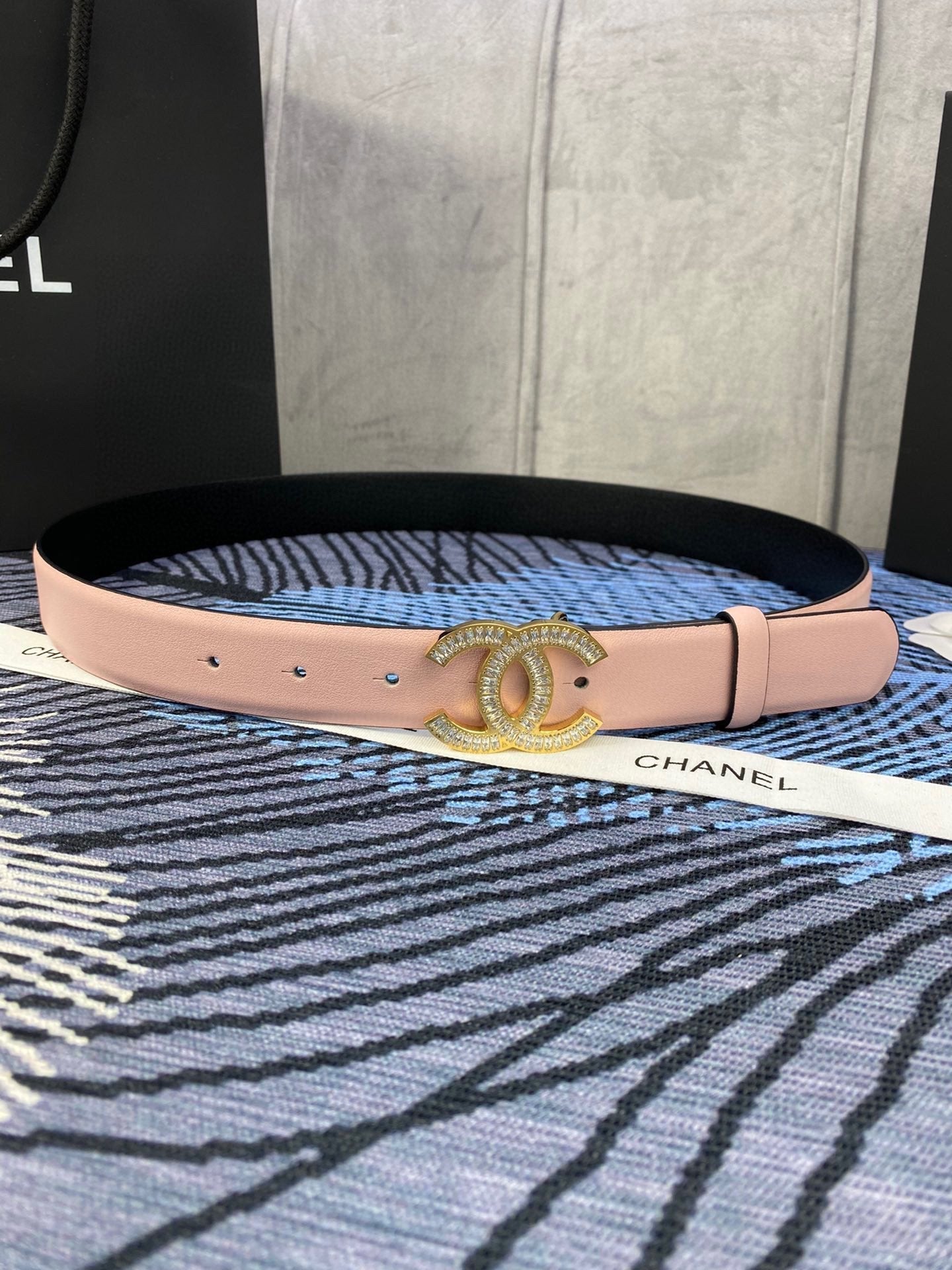 CC Women's Belt 3.0CM Pink Cowhide 615095