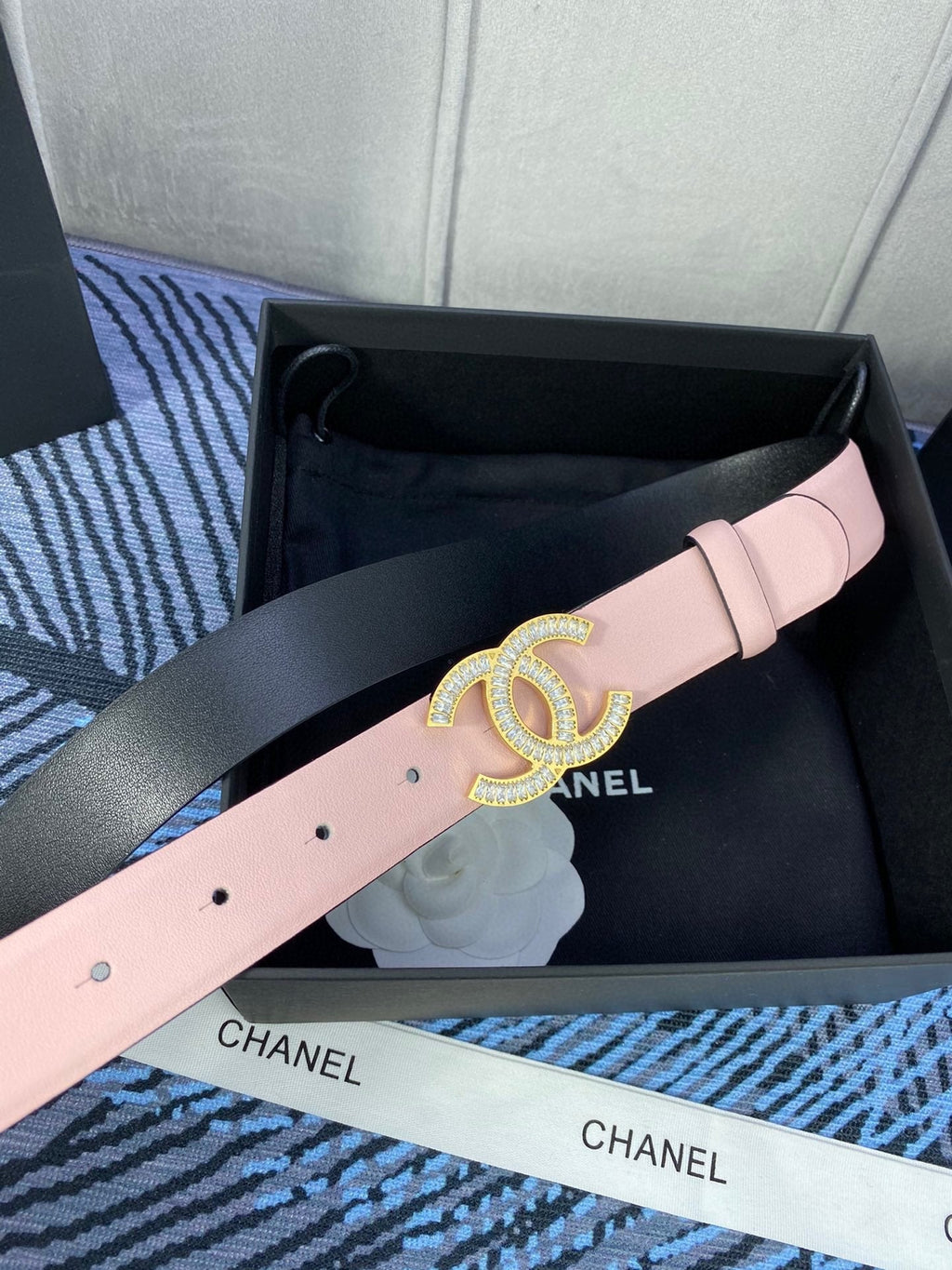 CC Women's Belt 3.0CM Pink Cowhide 615095