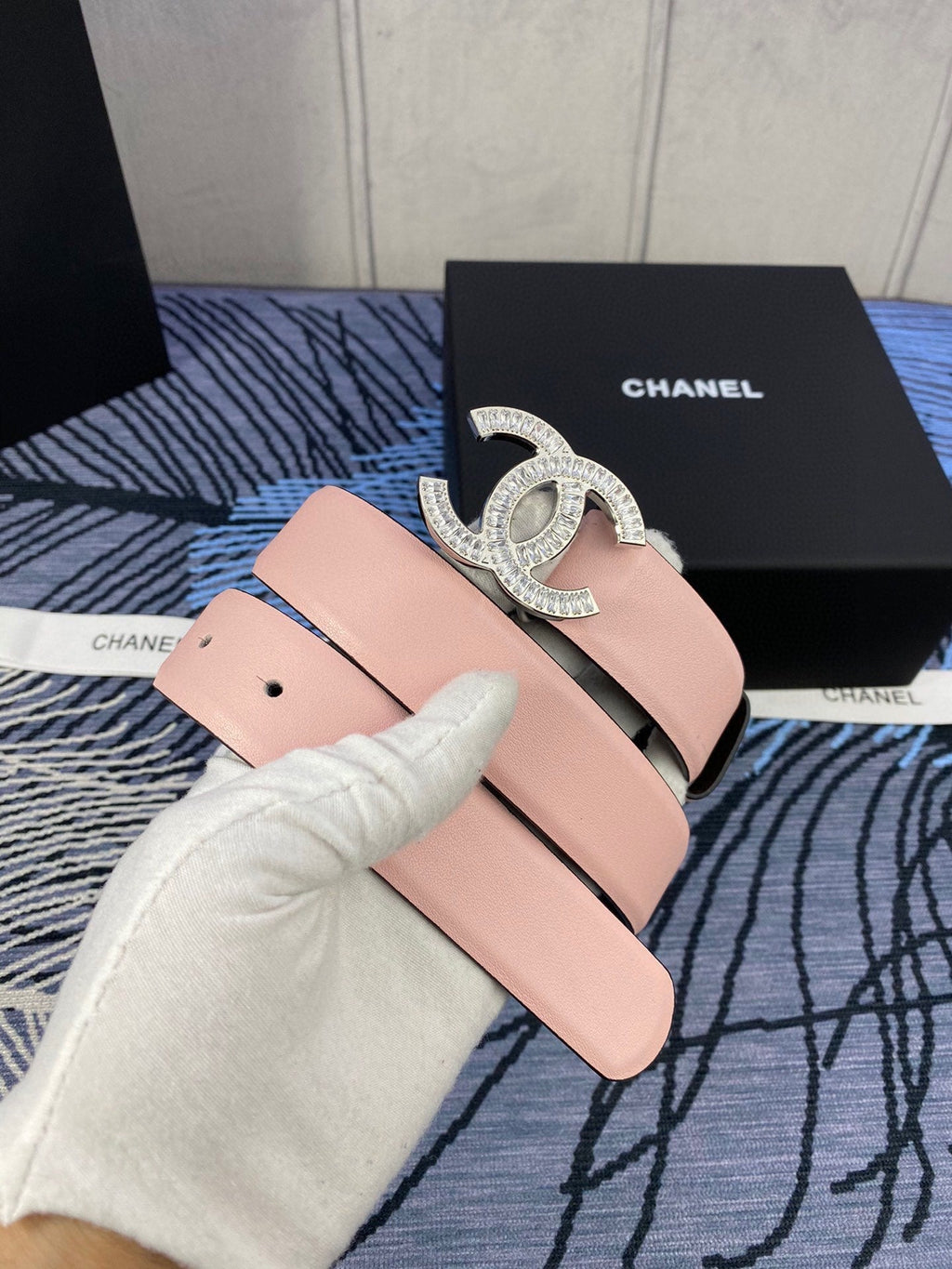 CC Women's Belt 3.0CM Pink Cowhide 615095