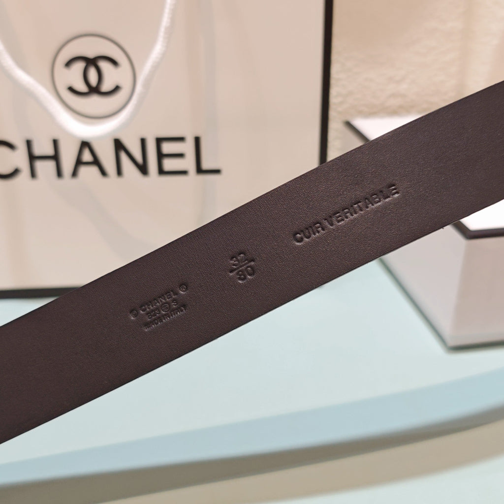 CC Belt 3.0CM Black Suede Sliver Buckle 198420