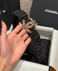 CC Rhinestone Belt 3.0CM Black Canvas Multicolor Buckle 198415