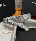 CC Rhinestone Belt 3.0CM Sliver Metallic Cowhide Multicolor Buckle 198411