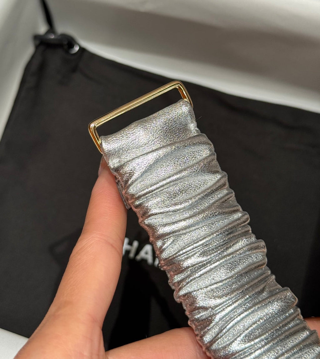 CC Rhinestone Belt 3.0CM Sliver Metallic Cowhide Multicolor Buckle 198411