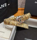 CC Rhinestone Belt 3.0CM Gold Metallic Cowhide Multicolor Buckle 198410