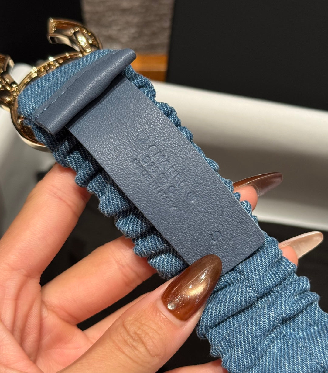 CC Rhinestone Belt 3.0CM Blue Denim Multicolor Buckle 198408