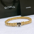 CC Women's Belt 3.0CM Gold Metallic Calfskin Black Heart Buckle 195973