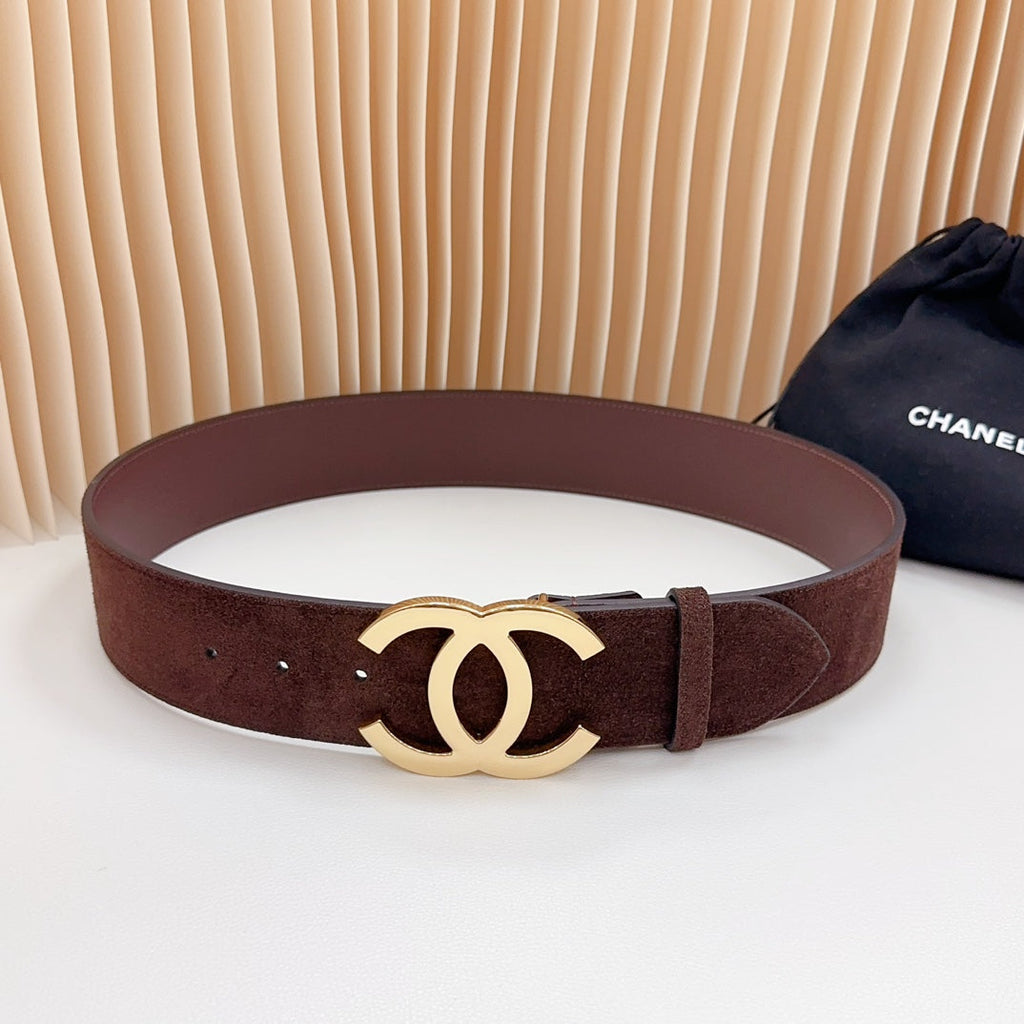 CC Rhinestone Belt 5.0CM Dark Brown Leather Buckle 180971