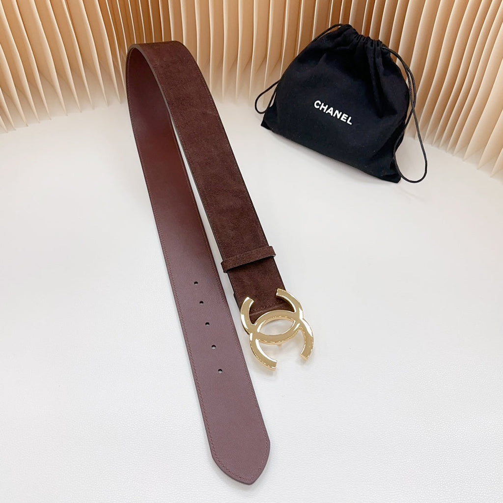 CC Rhinestone Belt 5.0CM Dark Brown Leather Buckle 180971