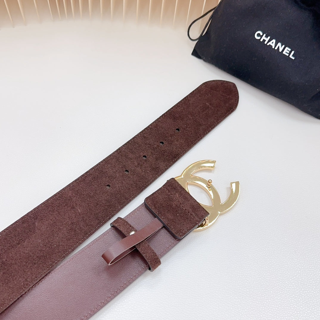 CC Rhinestone Belt 5.0CM Dark Brown Leather Buckle 180971