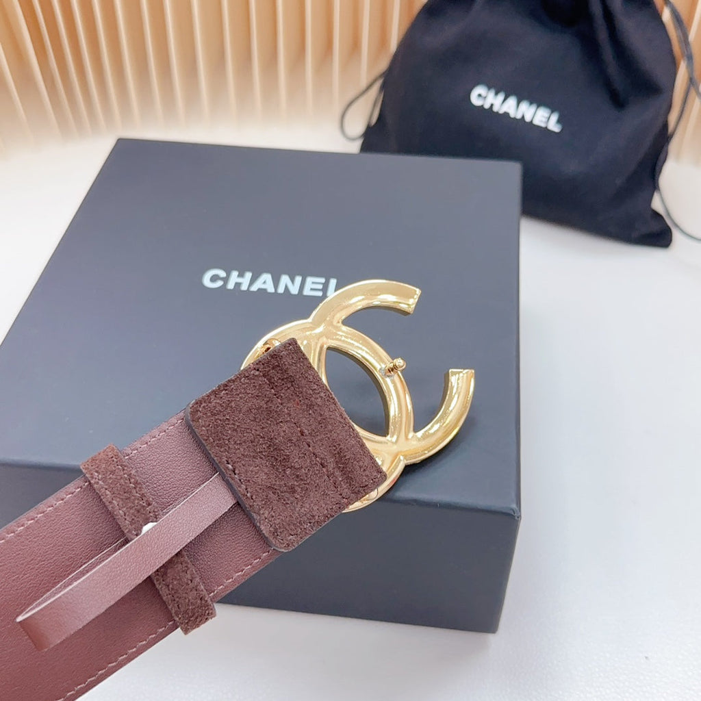 CC Rhinestone Belt 5.0CM Dark Brown Leather Buckle 180971
