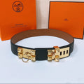Hermès Collier De Chien 50 Belt Black Epsom Calfskin With Gold-tone Metal Buckle