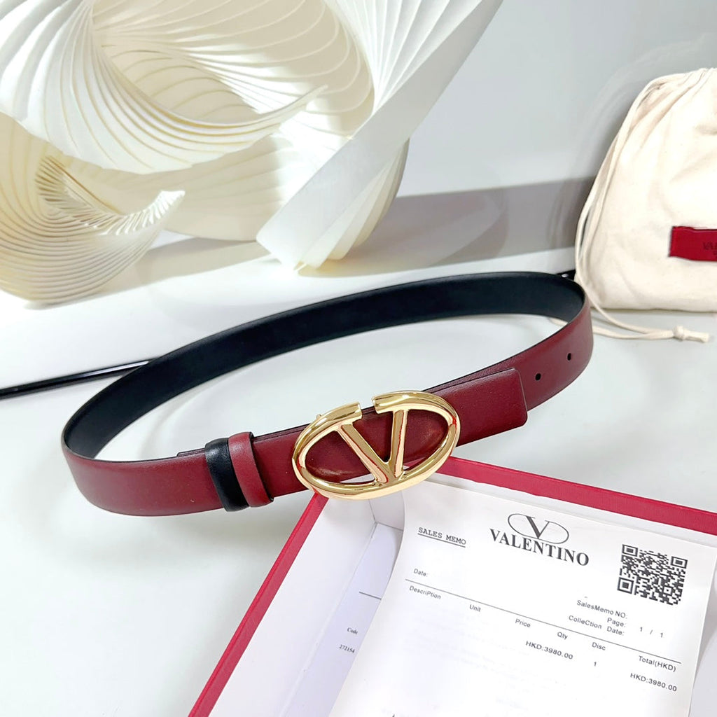 VT The Bold Edition Reversible Belt 30mm Burgundy Calfskin Gold Buckle
