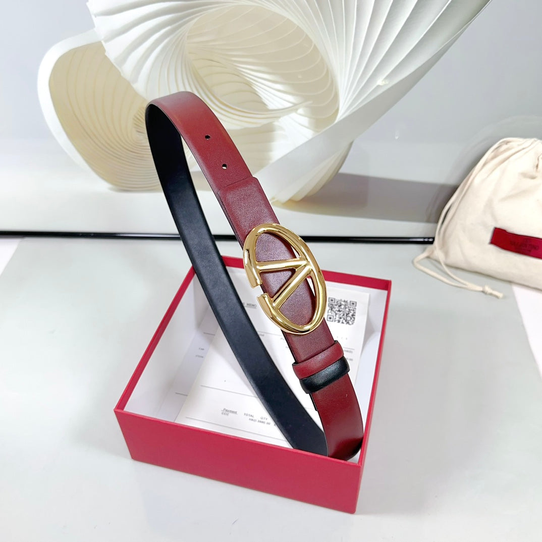 VT The Bold Edition Reversible Belt 30mm Burgundy Calfskin Gold Buckle