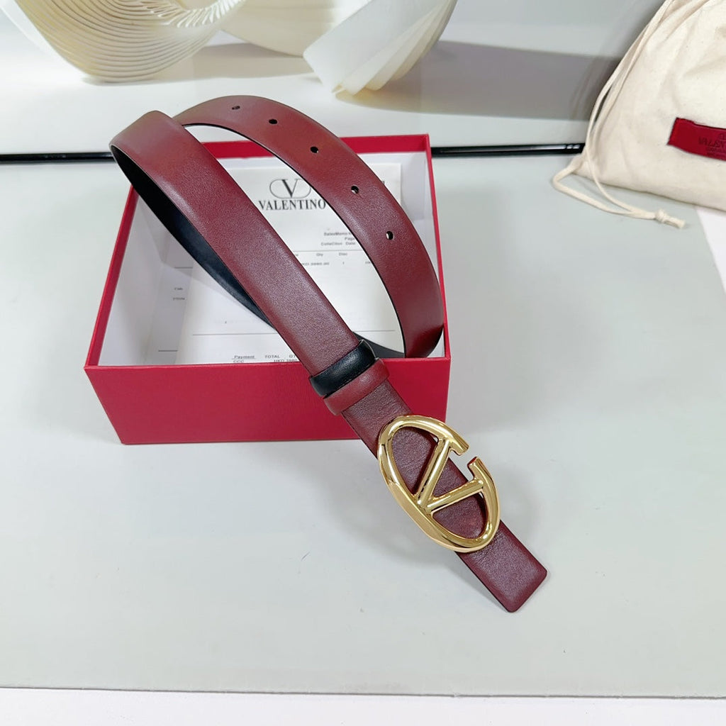 VT The Bold Edition Reversible Belt 30mm Burgundy Calfskin Gold Buckle