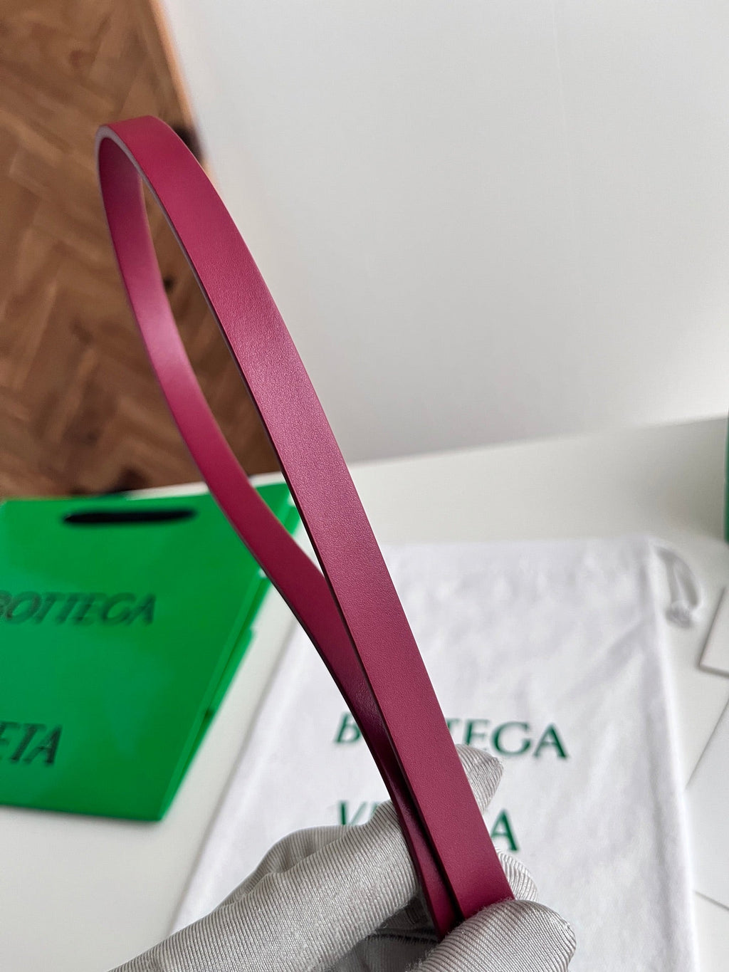 BV 26S Knot Buckle Belt 1.2cm Burgundy Leather 507233