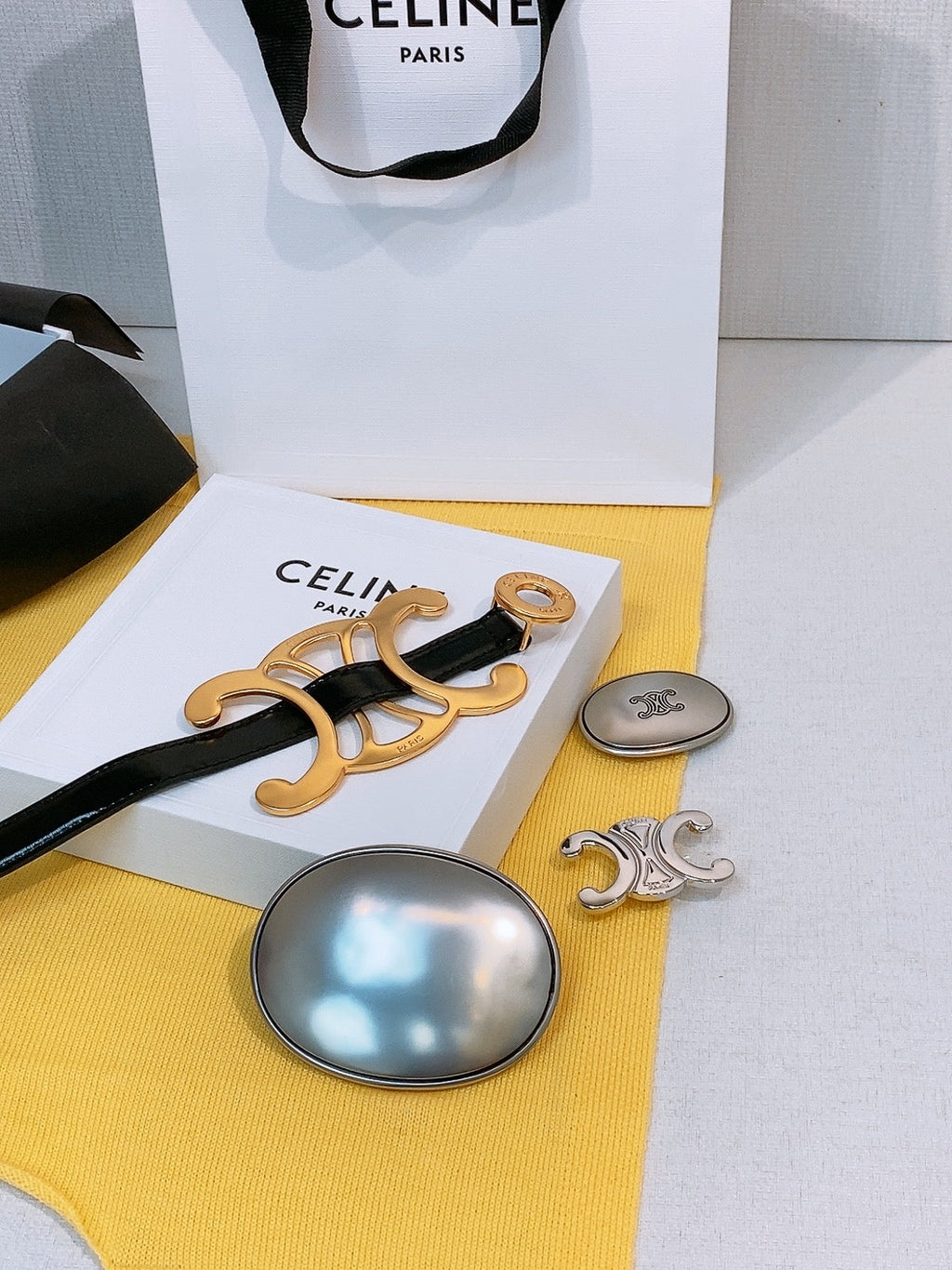 CL Signature Belt 1.8cm Black Taurillon Leather 211352