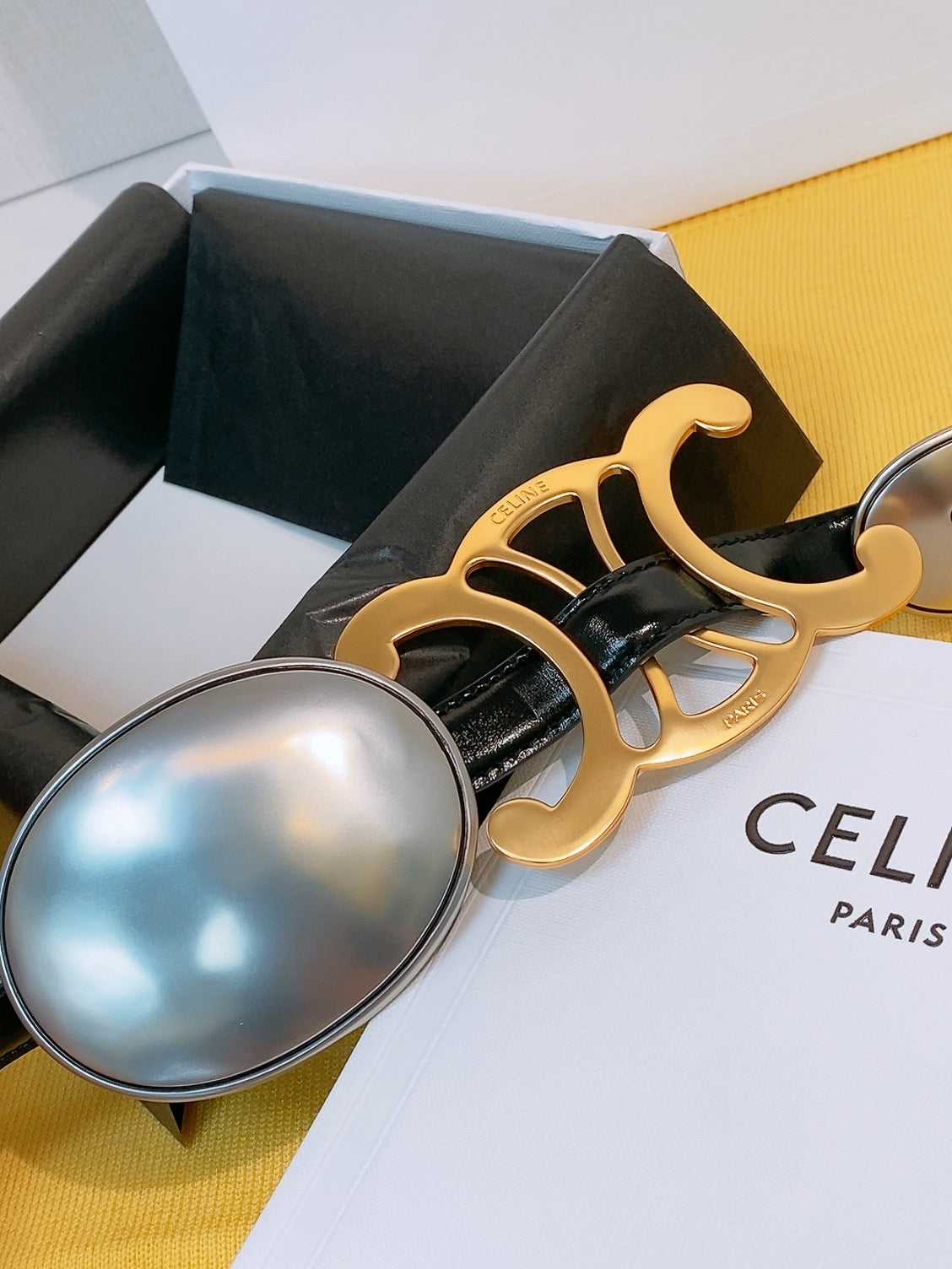 CL Signature Belt 1.8cm Black Taurillon Leather 211352