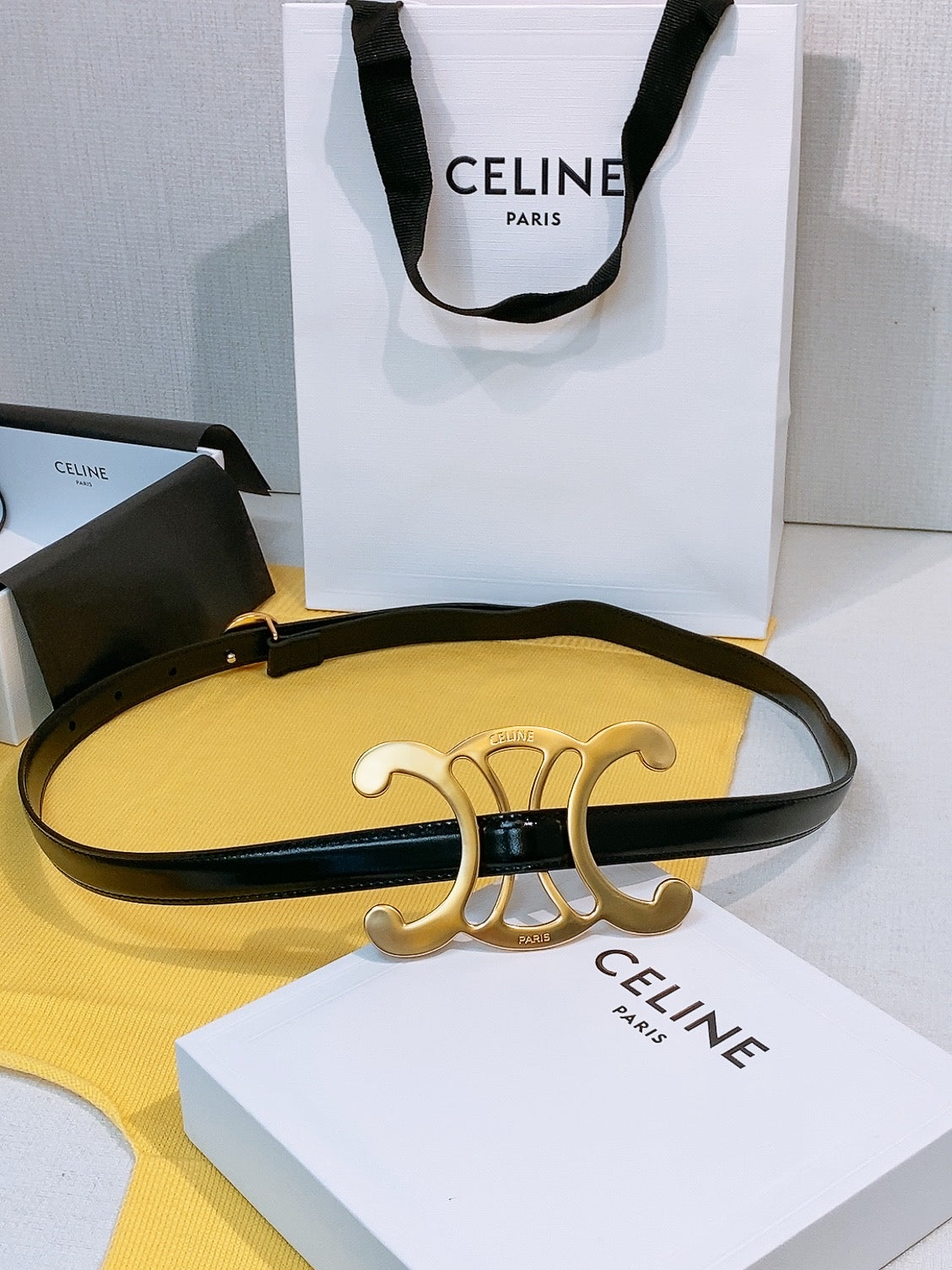 CL Signature Belt 1.8cm Black Taurillon Leather 211352