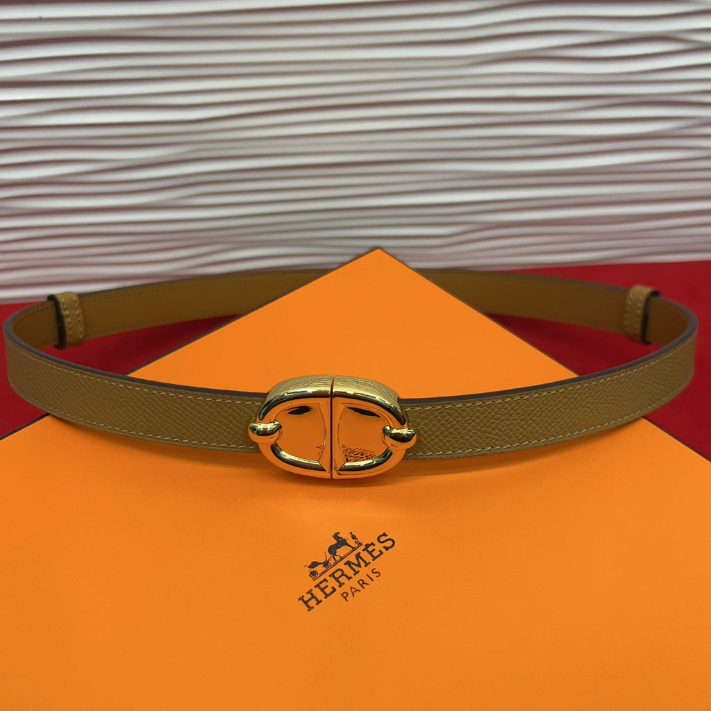 HM Chaîne d'Ancre Belt 18MM Brown Epsom Calfskin GHW 212439