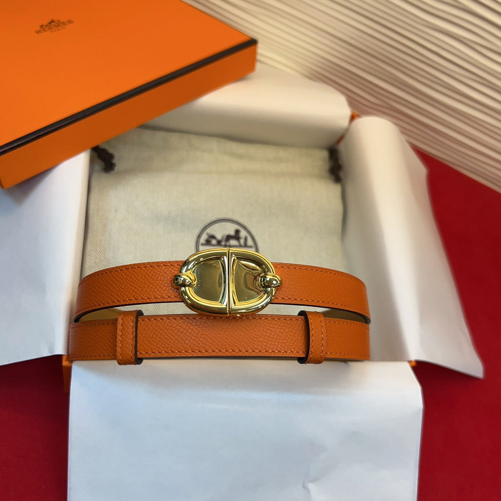 HM Chaine d'Ancre Belt 18MM Orange Epsom Calfskin GHW 212440