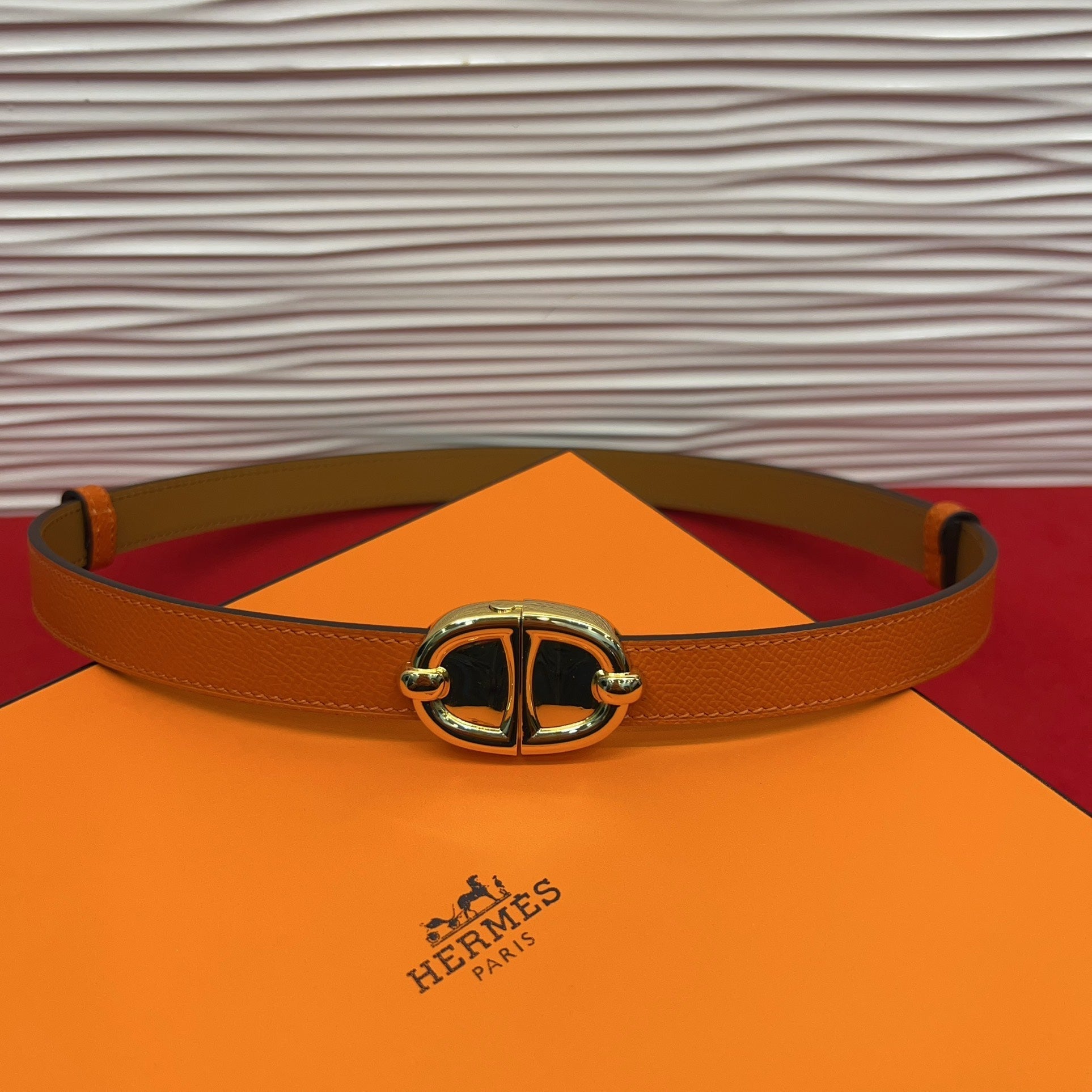 HM Chaine d'Ancre Belt 18MM Orange Epsom Calfskin GHW 212440