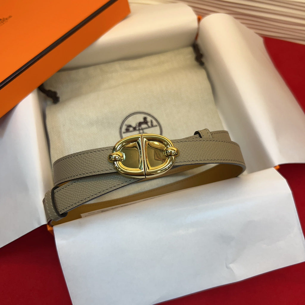 HM Chaine d'Ancre Belt 18MM Grey Epsom Calfskin GHW 212441
